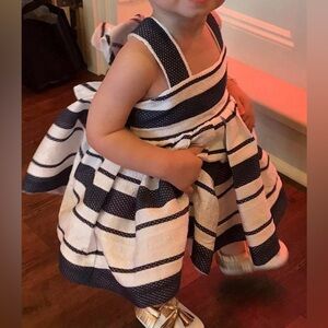 Helena Kids Formal Dress - Navy and White